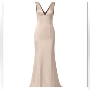 Amsale Bridesmaid Dress ‘Leif’ in Champagne Fluid Satin Size 10 NWT